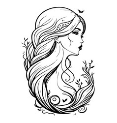 Girl Mermaids Sketch Hand Draw Black