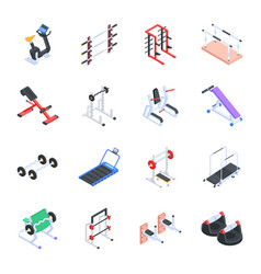 Modern Collection Of Gym Tools Isometric Icons