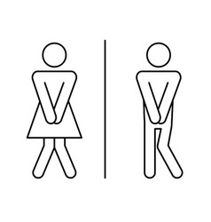 Wc Toilet Funny Pictogram Line Sign Woman Man