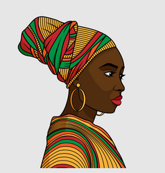 African Woman In Profile In Traditional Head Wrap