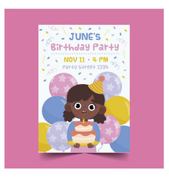 Happy Birthday Girl Holding Cake Poster Design