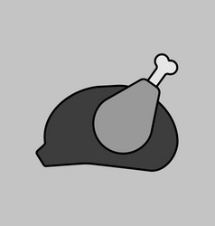 Whole Roast Chicken Grayscale Icon Food Meat