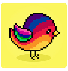 8 Bit Pixel Colorful Bird For Game Assets