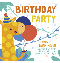 Happy Birthday Giraffe Square Flyer Print