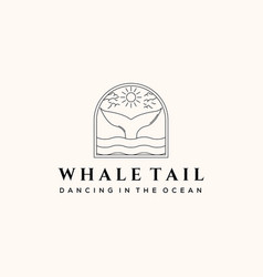 Whale Tail Wave Sun Cloud Line Art Logo