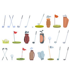 Golf Club Icons Set Cartoon Swing Sport