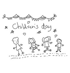 Happy Children Day Art Style Drawing