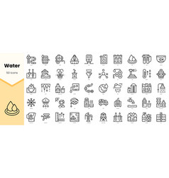 Set Of Water Icons Simple Line Art Style