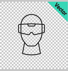 Black Line Virtual Reality Glasses Icon Isolated