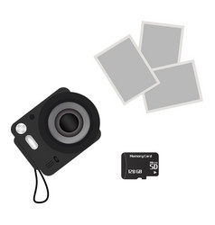 Digital Camera Set Photo Mockup And Camera Memory