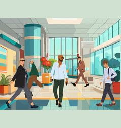 Different Business People Walking In Modern Office