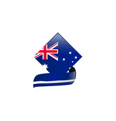 Geometric Australia Flag With Banner Ribbon