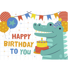 Happy Birthday Alligator Square Flyer Print