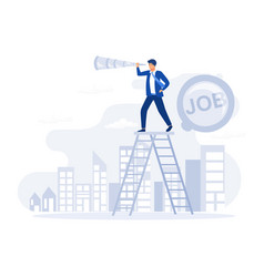 Looking For New Job Businessman Climb A Ladder On