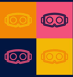 Pop Art Line Virtual Reality Glasses Icon Isolated