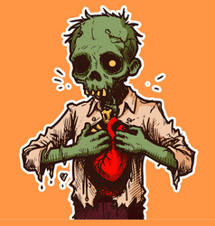 A Green Zombie With Heart Inside