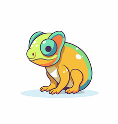 Cute Chameleon Cartoon Character On A White