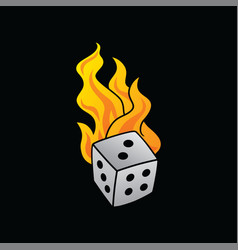 Flaming On Fire Burning White Dice Risk Taker