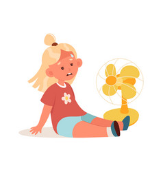 Tired Girl With Floor Fan