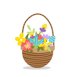 Colorful Flower Woven Basket Wicker Spring