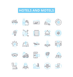 Hotels And Motels Line Icons Set Lodgings