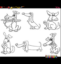 Cartoon Dogs Animal Characters Set Coloring Page