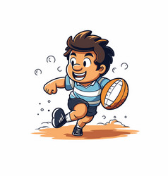 Cartoon Rugby Player Running With Ball Isolated