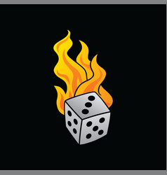 Flaming On Fire Burning White Dice Risk Taker