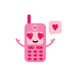 Pink Retro Mobile Phone Character Sending Love