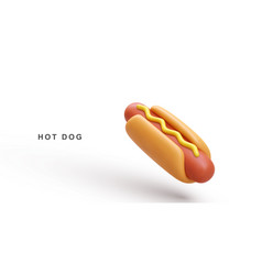 3d Realistic Fly Hot Dog On White Background