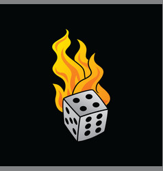 Flaming On Fire Burning White Dice Risk Taker