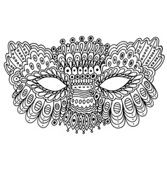 Mardi Gras Fantasy Mask - Outline Isolated Element