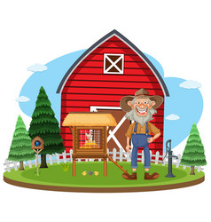 Old Farmer In The Farm Scene