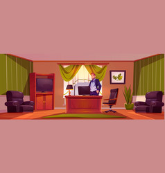 School Principal Office Room With Desk Cartoon