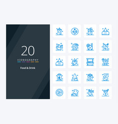 20 Food And Drink Blue Color Icon For Presentation