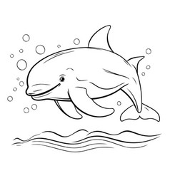 Coloring Book For Children Dolphin In The Sea