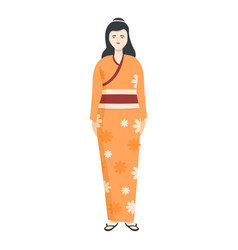 Cute Kimono Icon Cartoon Asian Woman