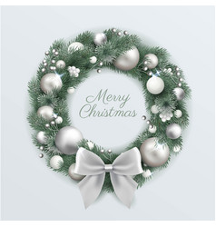 Realistic Christmas Wreath With Silver