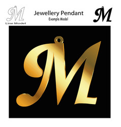 Jewellery Pendants Neklace Letter M Laser Cut