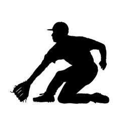 Baseball Player Catching Ball Silhouette