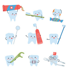 Cartoon Teeth And Tools Humorous Tooth Baby Kid