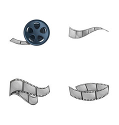 Film Strip Icons Set Cartoon Retro Reel