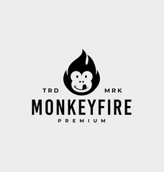 Flame Monkey Fire Hipster Vintage Logo Icon