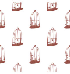 Isolated Seamless Pattern With Pale Red Bird Cage