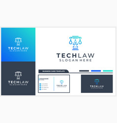 Law Firm Attorney Logo With Tech Concept Logo