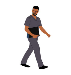 Male Doctor Surgeon Walking On White