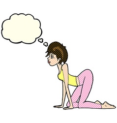 Cartoon Sexy Woman On All Fours With Thought