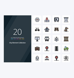 20 City Element Collection Line Filled Icon