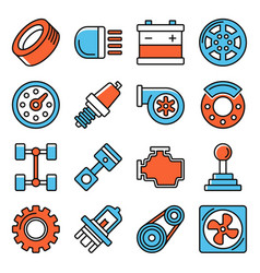 Car Parts Icons Set On White Background