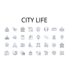 City Life Line Icons Collection Rural Living Big